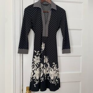 BCBG retro polka dot dress with collar